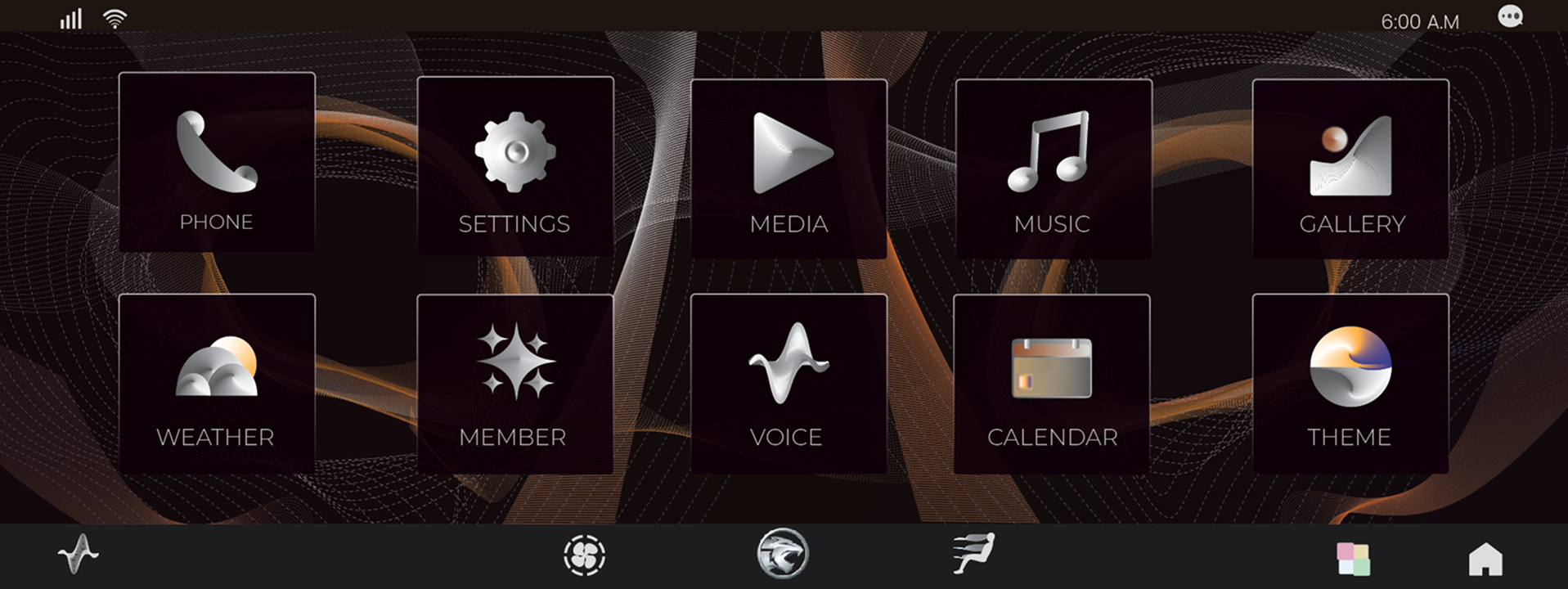 App list with ten chrome icons in two rows on dark backplanes