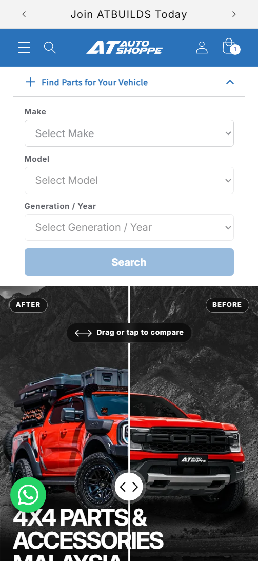 Custom make, model and year search on the home page, replacing a paid YMM app