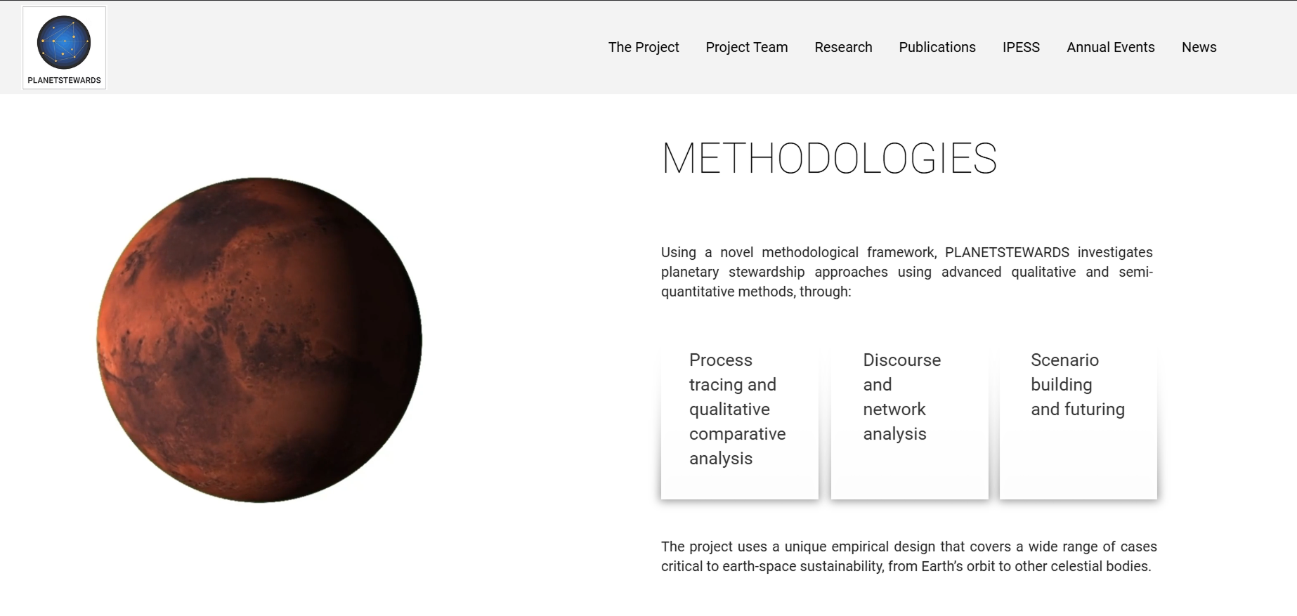 Methodologies section with the rotating Mars