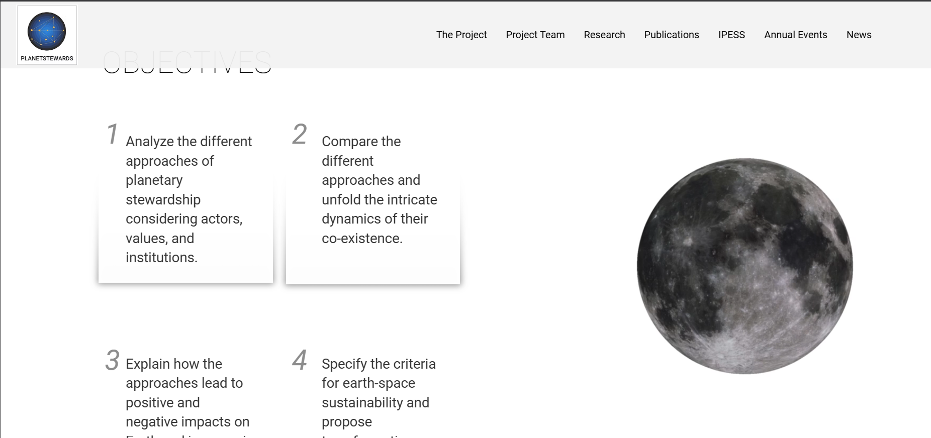 Objectives section with the rotating Moon