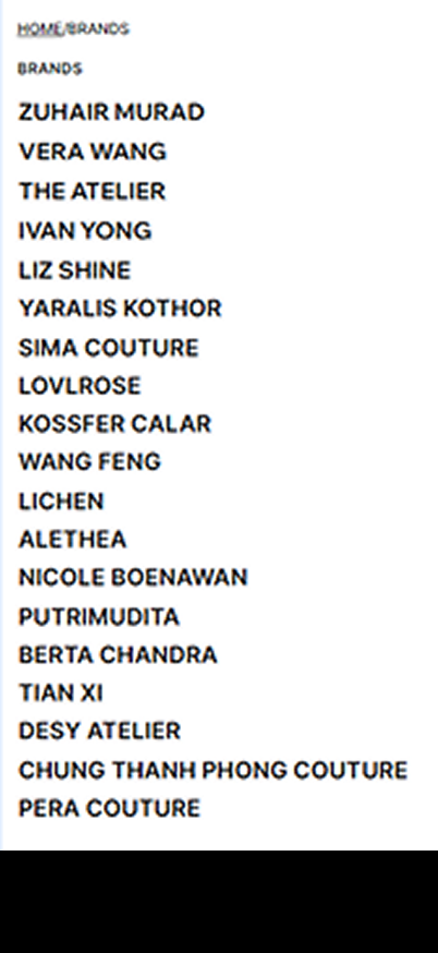One designer page and the invited brands list.
