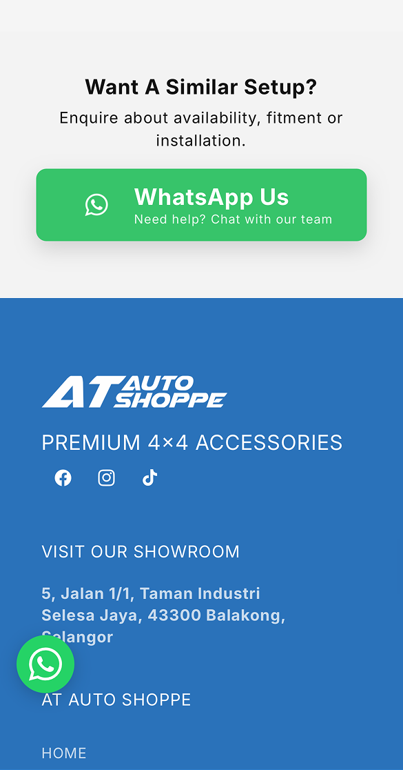 Build page call to action with the WhatsApp enquiry button