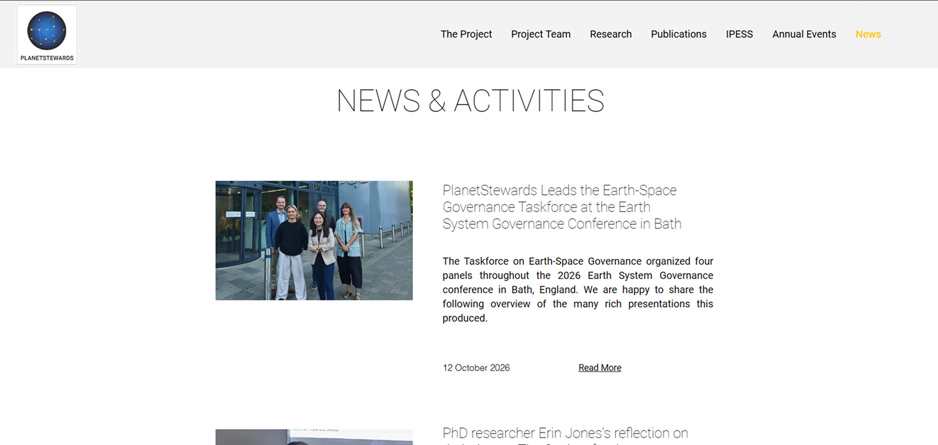News and activities page