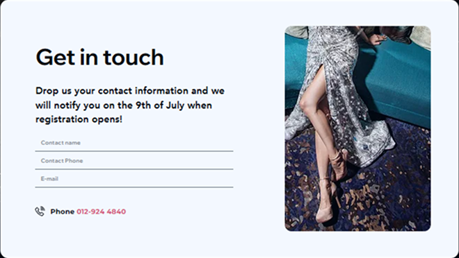 Pre-launch registration card with a notify-me form