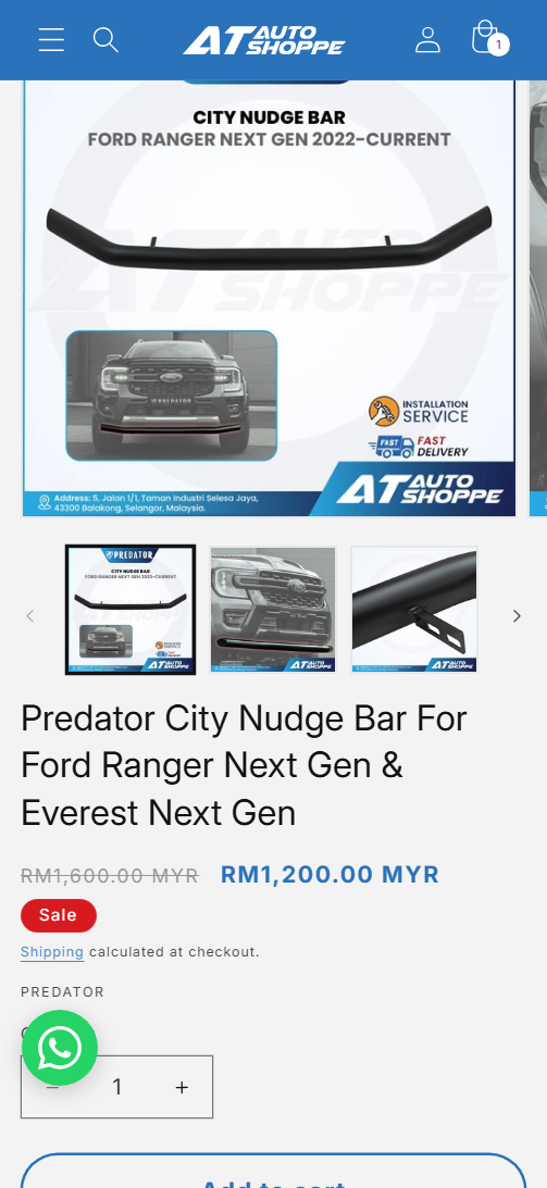Product page with description and fitment notes