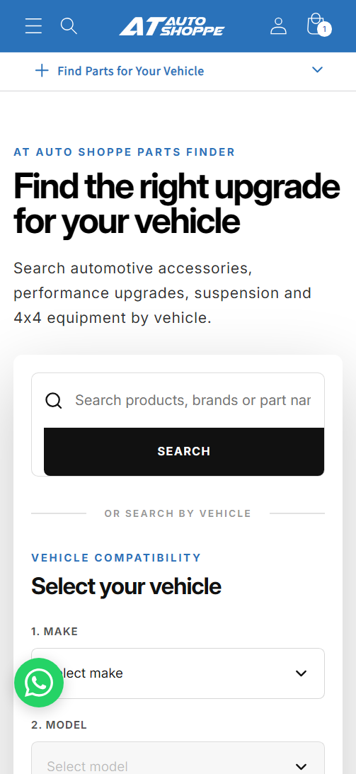 Vehicle finder with make, model and year selected