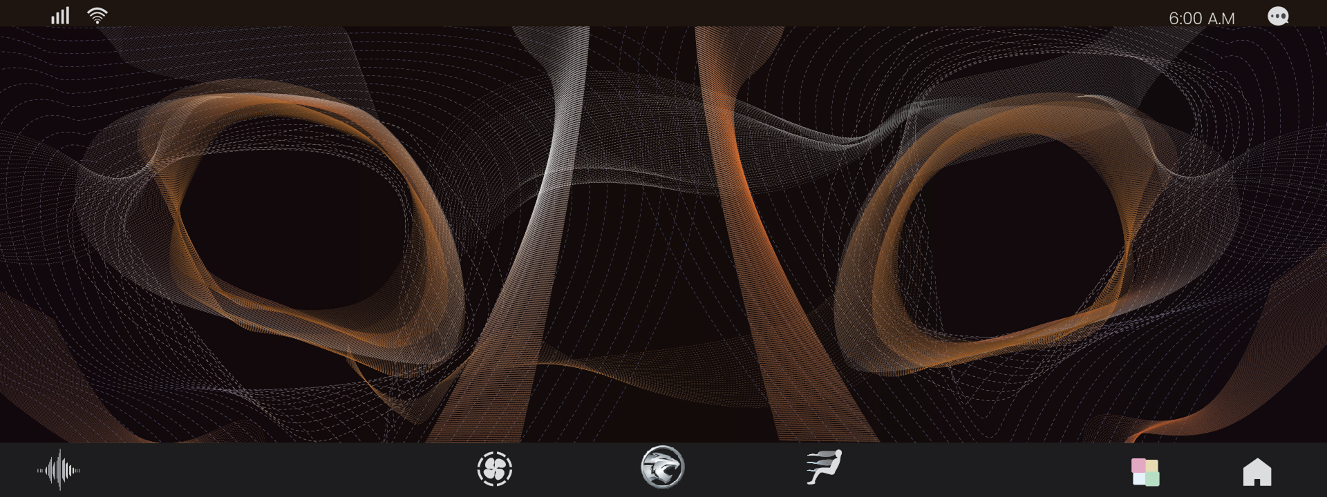 Dark wallpaper with copper and silver strands across the middle band